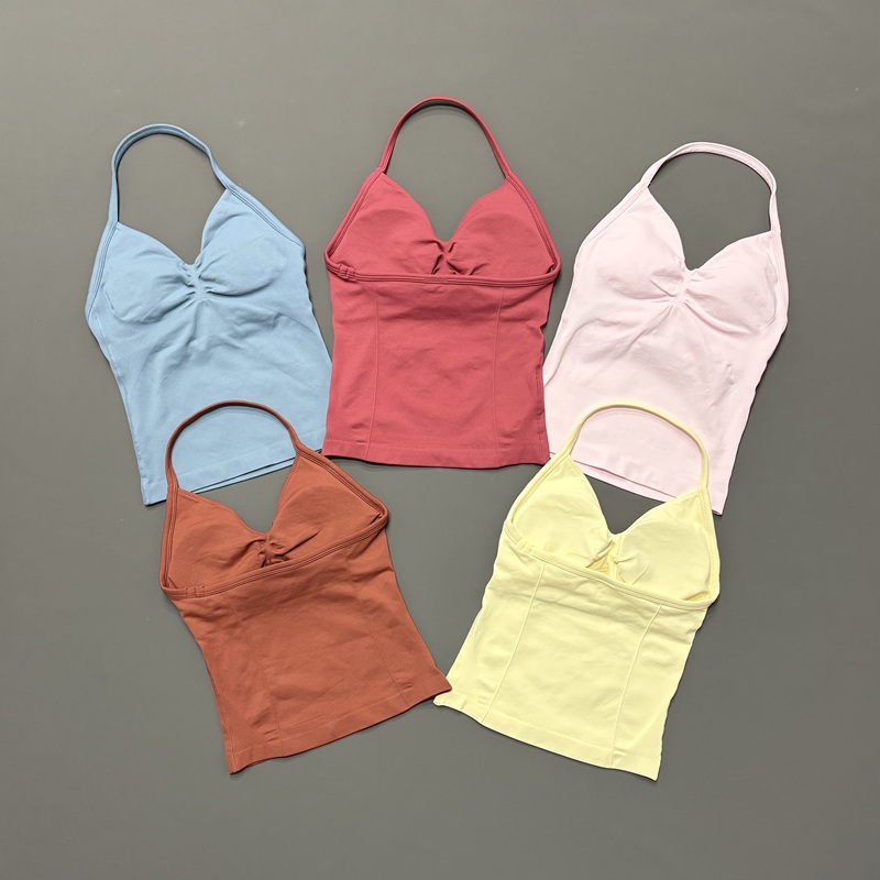 Running Belt - Nahtloses Damen-Sport-Tanktop mit Neckholder und Spaghettiträgern,