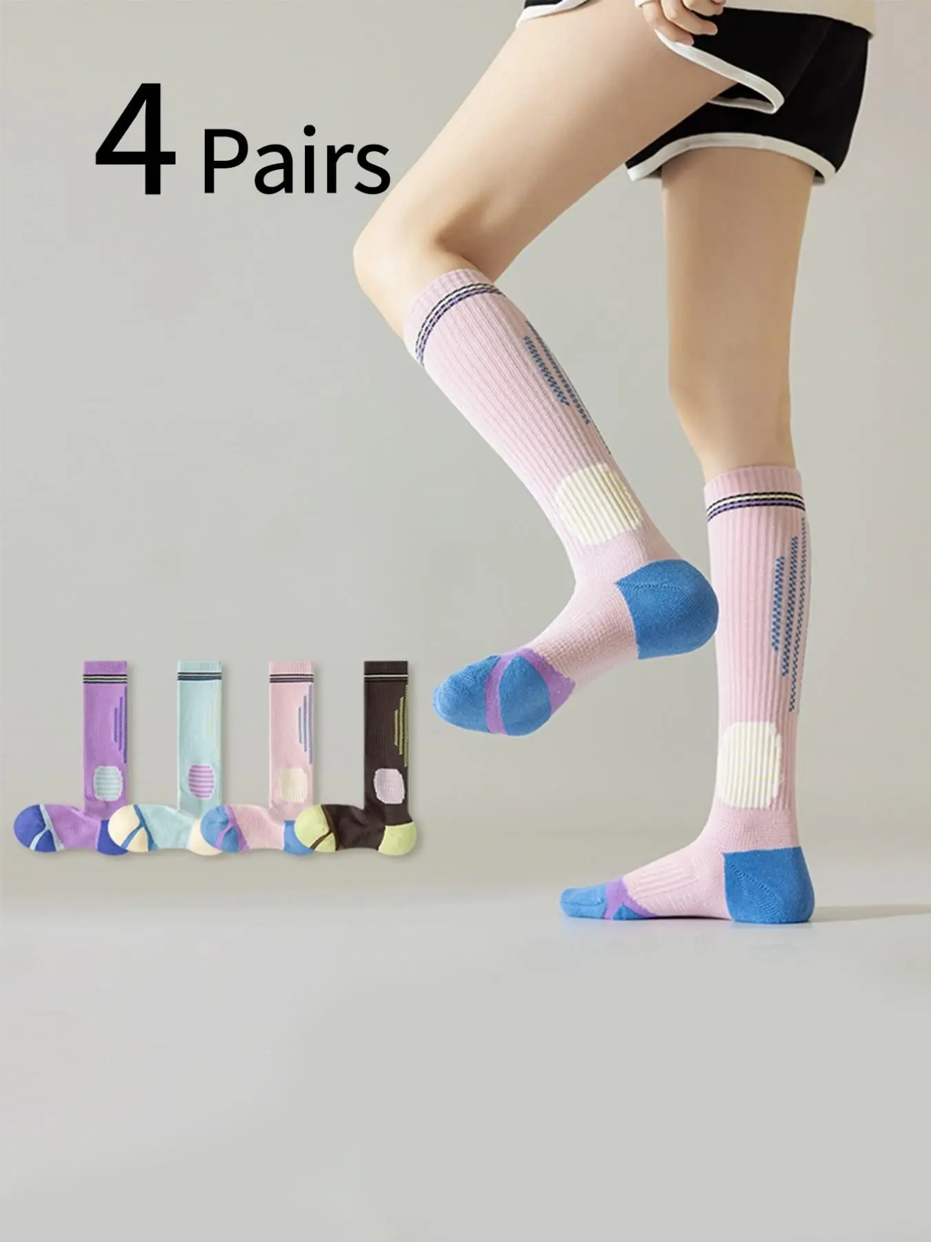 Sports Socks - 4 Paar sportliche Kompressionssocken für Damen,