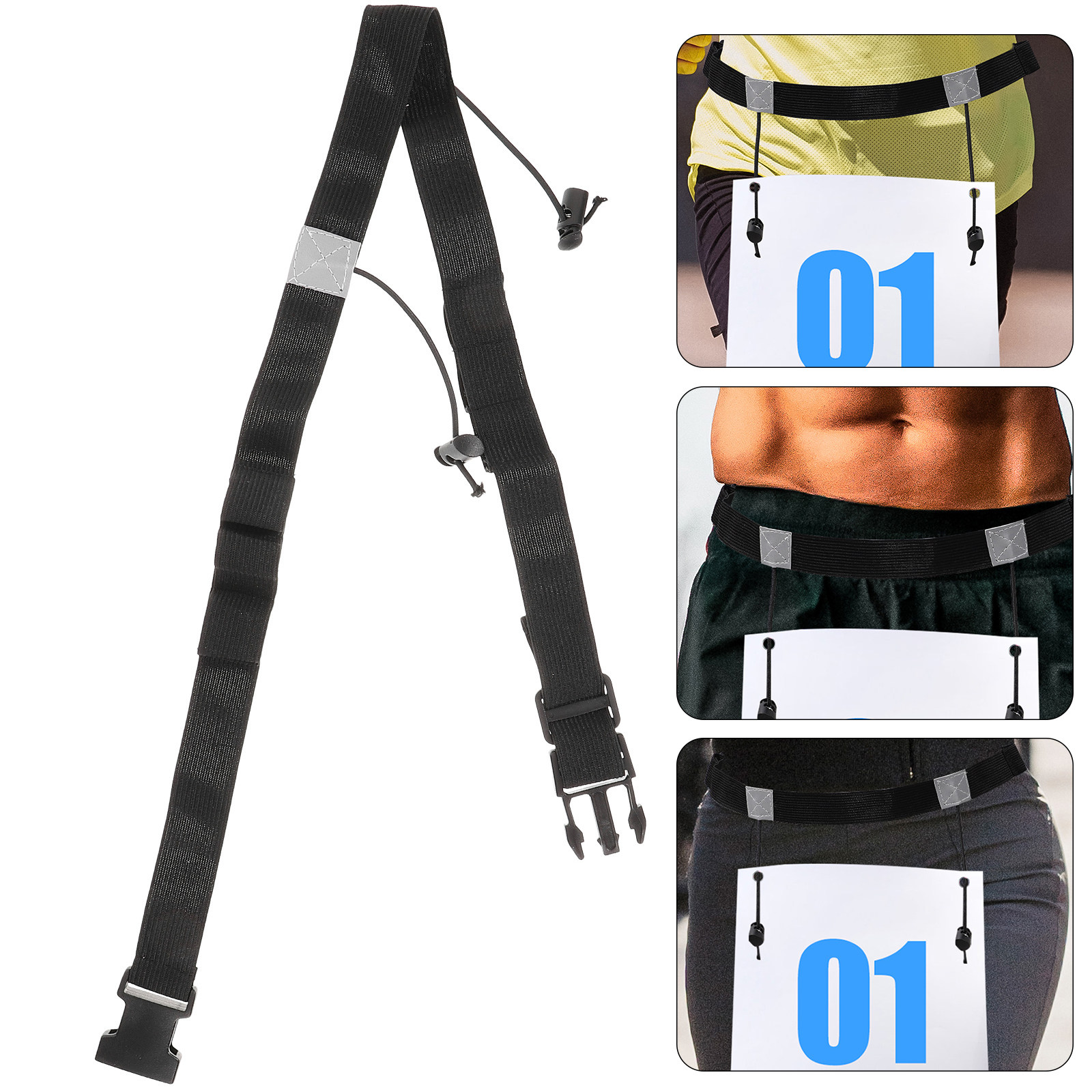 Race Bib - 2 Stück, reflektierender, verstellbarer Laufgürtel mit