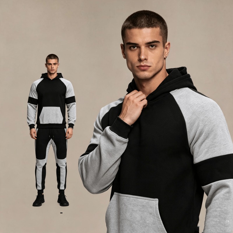 Joggers Pants - Herren Zweiteiler mit Farbblock-Hoodie und Jogginghose,